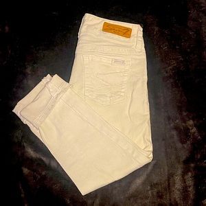 White Cropped Seven Jeans